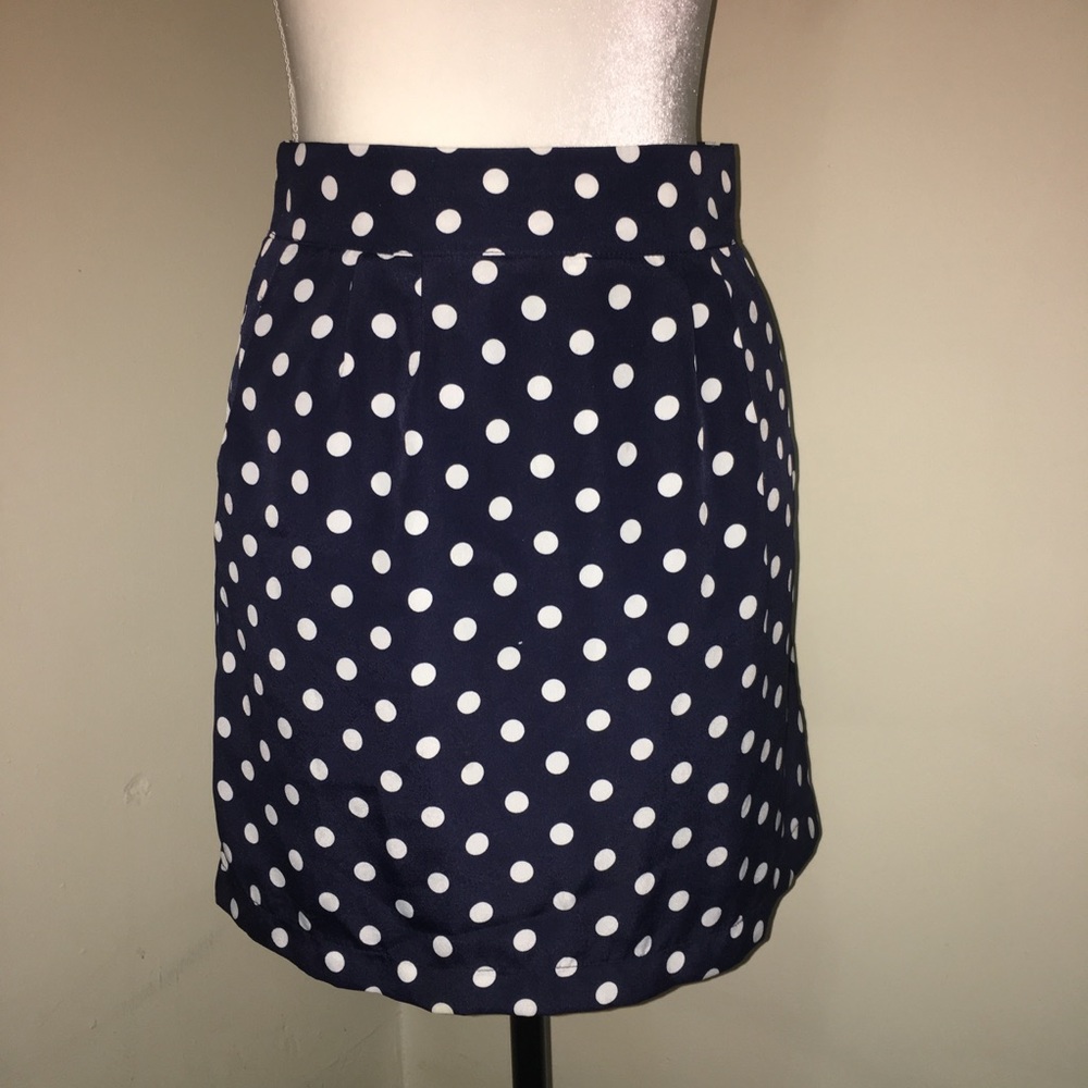 Francesca’s Navy Polka Dot Mini Skirt with Pockets